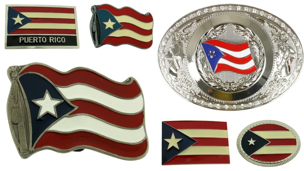 belt buckles lot 6 pieces Closeout Wholesale puertorriquena Puertorriqueno Flags