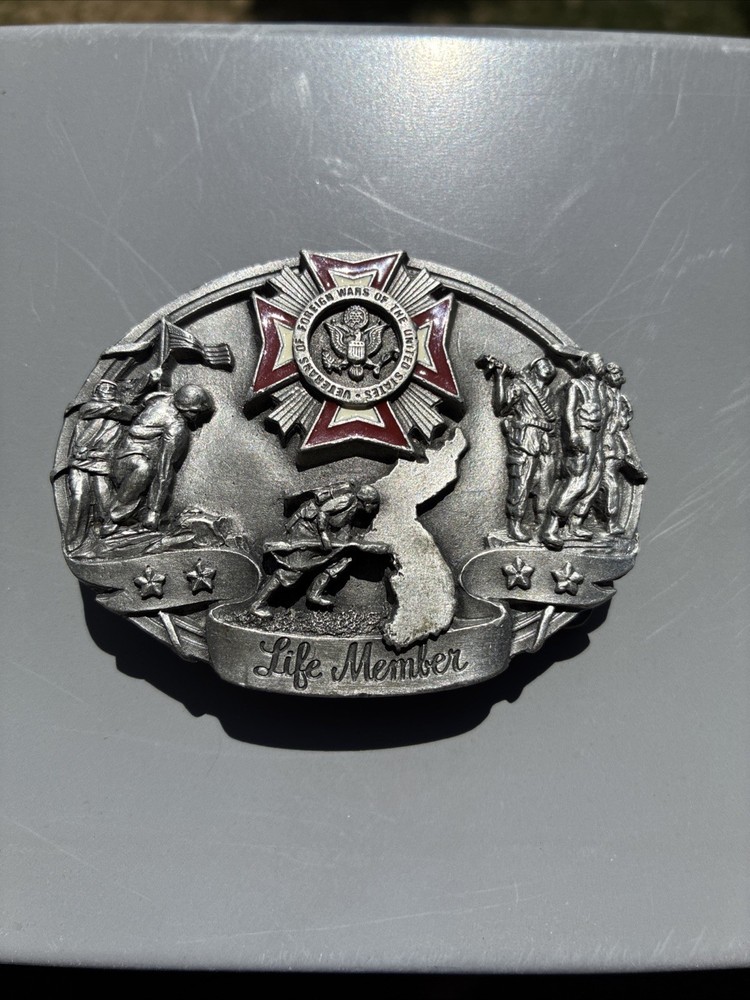 VFW Life Member Belt Buckle 1987 Siskiyou Buckle Co B71 Williams OR USA Vintage