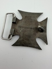 West Coast Choppers Iron Cross Belt Buckle vintage Silver Cast Metal 2.5in 2001 