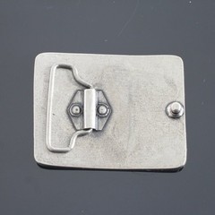 Geometric Line Belt Buckle with Cross Pattern in Gunmetal Design