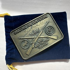 VNTG NRA WHITTINGTON CENTER BELT BUCKLE Shooting Future Raton NM Hunting Rifle