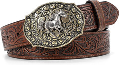 Cowboy Belts for Men Women Western Buckle Belt Cowboy Cowgirl Embossed Leather B