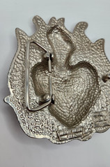 HEAVY METAL MFG Belt Buckle Flaming Heart Barb Wire Made in USA HOT MESS See Pic