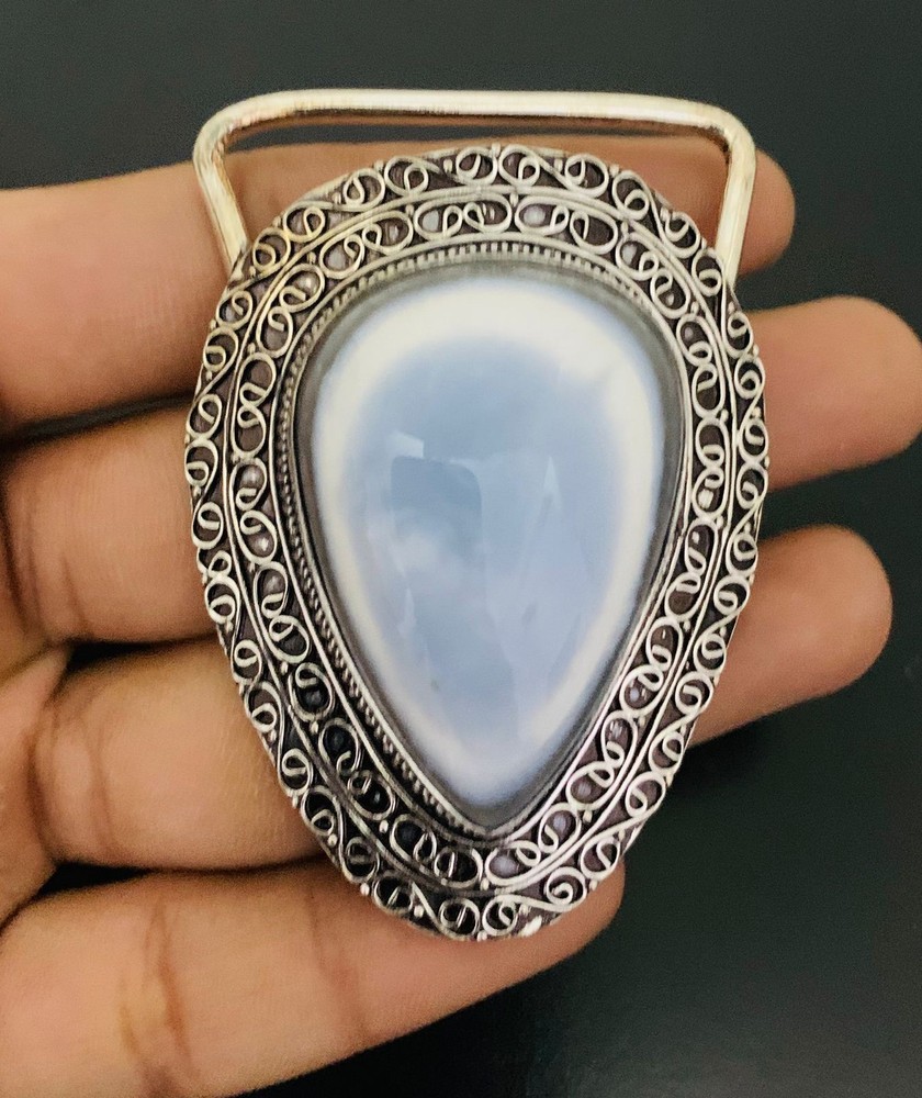 Blue Opal Gemstone 925 Sterling Silver Handmade Belt Buckles Vintage Gift For