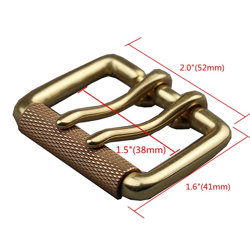 Heavy Duty Solid Brass Double Prong Roller Belt Buckle Fits 1.5&Prime; (38mm) Wide