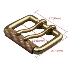Heavy Duty Solid Brass Double Prong Roller Belt Buckle Fits 1.5&Prime; (38mm) Wide