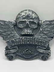 QUICK SILVER Skull & Wings Belt Buckle Vintage Large Silver Tone Unique