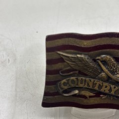 Vintage 1977 Belt Buckle Country Music Flag Eagle USA 3×2” Indiana Metal Craft