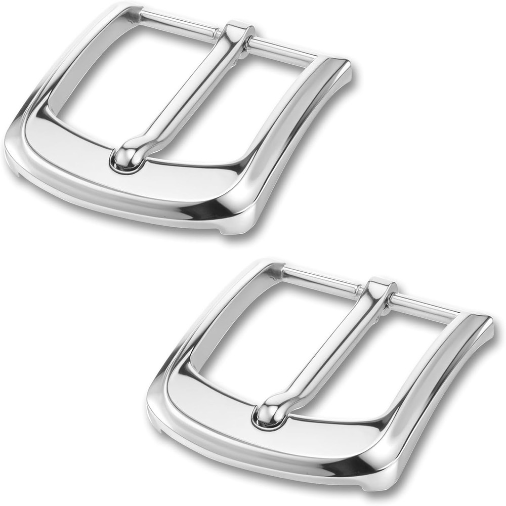 2PCS Belt Buckle Replacement Heavy Duty Single Prong Metal Silver 40mm