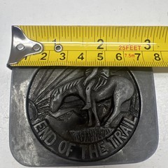 Vintage Belt Buckle 70’s End Of The Trail Native American Western Cowboy