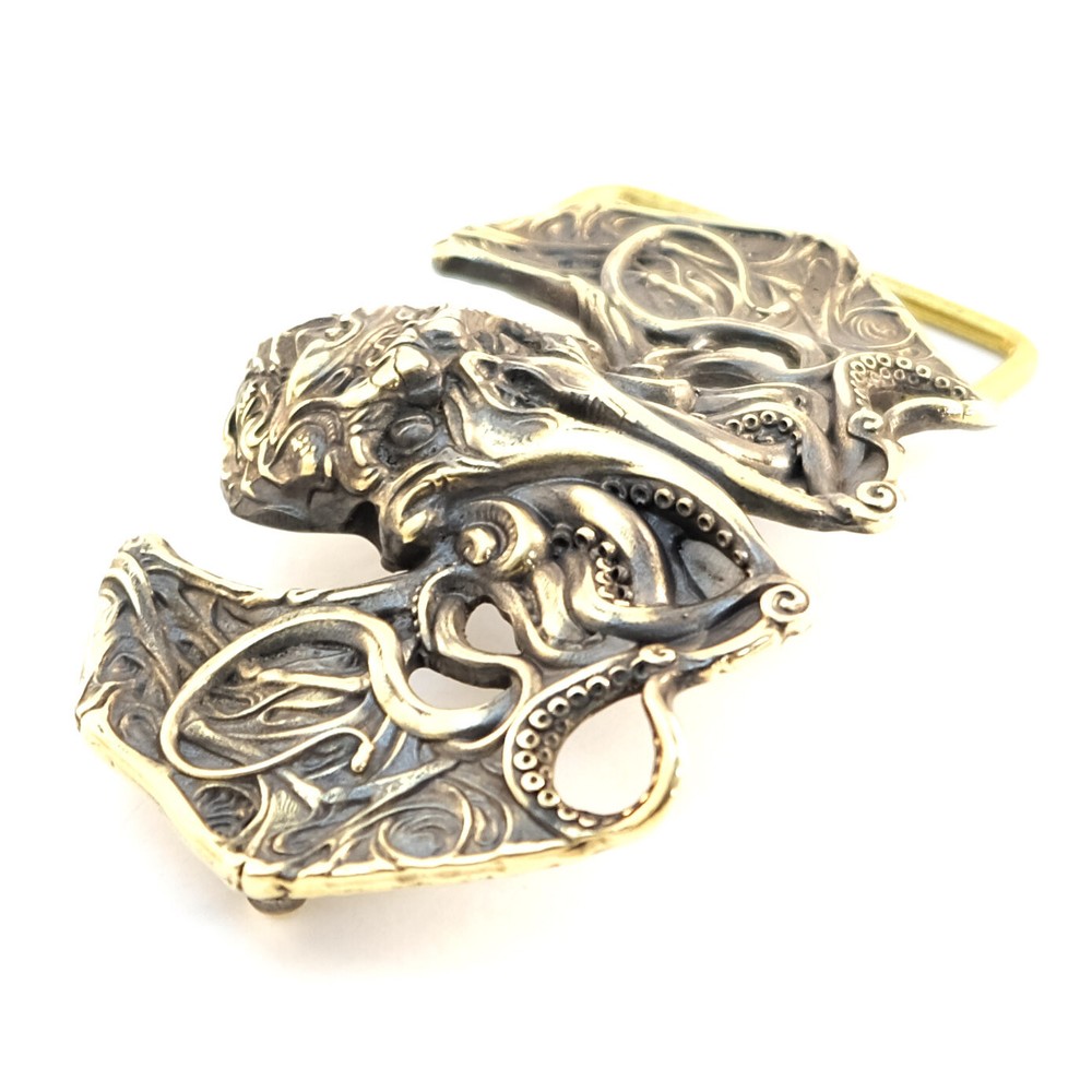 Belt buckle Cthulhu, Cthulhu Myths solid brass belt buckle, Skull belt buckle,