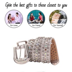 Rhinestone Belts Western Bling Crystal Studded Leather Belt