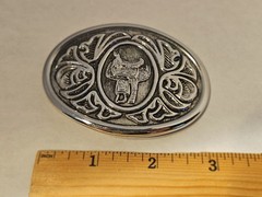 Vintage Avon Silver Saddle Belt Buckle Western Floral Scrollwork Cowboy 1970s