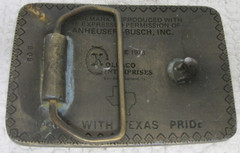 1976 Koleaco Michelob Beer Anheuser Busch Inc Brass Green Lacquer Belt Buckle
