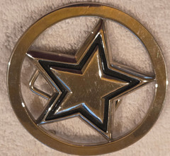 Famous Stars and Straps Belt Buckle Five Point Star Chrome Silver VINTAGE