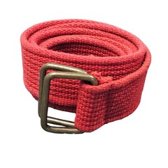 Canvas Belt Single Prong Roller Buckle 33 in Length Red Solid Utility Workwear