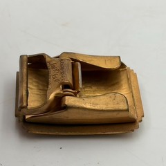 VTG 1940s Antique Gold Tone Belt Buckle « S » GIANT GRIP Eagle White Red Enamel