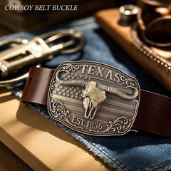 GRAERRY Cowboy Belt Buckle for Men Women Medium, 004 Bronze Texas 1836