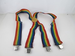 Vintage1980s Rainbow Colored Suspenders LGBTQ Pride Jural Made in USA