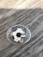 ~SOCCER RULES THE WORLD~ CRAZY SOCCER BALL BELT BUCKLE BERGAMOT PEWTER FUTBOL!