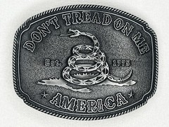 Patriotic American USA “Don&rsquo;t Tread On Me”Metal Belt Buckle Silver