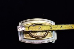 VINTAGE ANTIQUE METAL BELT BUCKLE Two Tone
