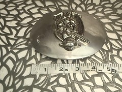 Men&rsquo;s Oval Silver Metal Belt Buckle Angel Military Western Style Fits 1.5in