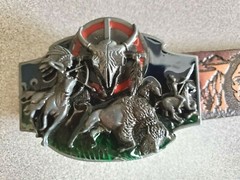 INDIAN NATIVE AMERICAN Genuine Leather Belt & Matching Epoxy Buckle – NEW!