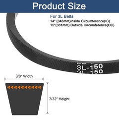 uxcell 3L150 Classic Wrapped Rubber V-Belt, 15&Prime;(381mm) Outside