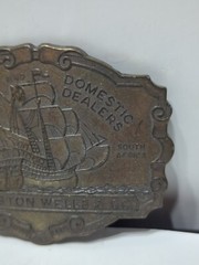 ✨VINTAGE✨Livingston Wells & Co. Foreign & Domestic Gold Dealers BELT BUCKLE Ship