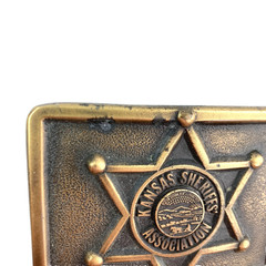 Vintage Kansas Sheriffs Association Badge Stineburg Studio Brass Belt Buckle