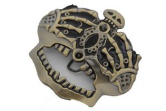 Men Women Antique Gold Metal Belt Buckle Skull Skeleton Bones Cover Face Eyes