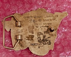 VTG 1980 SOLID BRASS BELT BUCKLE Guitar Saxophone Trumpet Musical Notes EUC Jazz