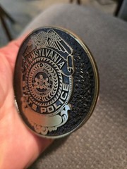 RARE Pennsylvania State Police Belt Buckle 75th Anniversary solid bronze