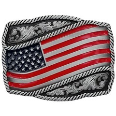 USA Flag Patriotic Belt Buckle American Floral Design Western Country Cowboy-New