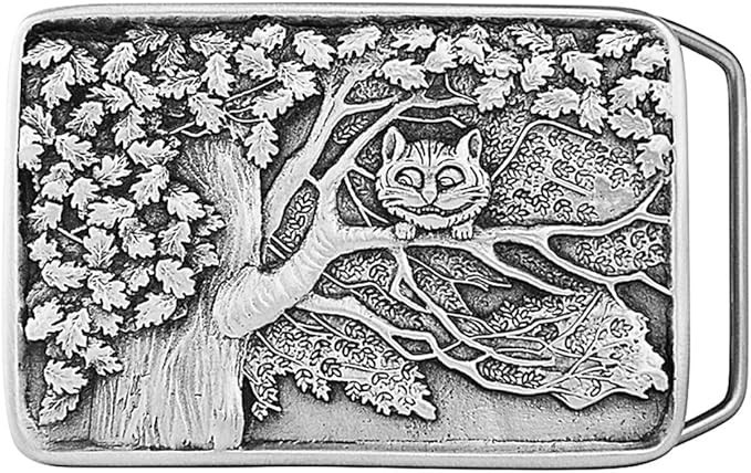 Vintage 1970s Design Solid Pewter Cheshire Cat Belt Buckle – USA Made