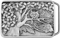 Vintage 1970s Design Solid Pewter Cheshire Cat Belt Buckle – USA Made