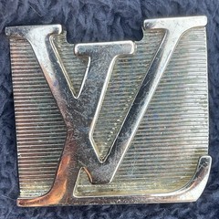 Vtg Louis Vuitton Gold Tone Belt Buckle Iconic LV Engraved Logo Y2K Distressed