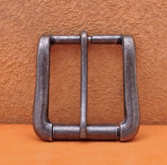 40mm Vintage Silver Two-Tone Heavy Square Roller Single Prong Pin Belt Buckle