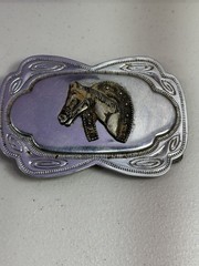 VINTAGE HORSE WITH HORSE SHOE THEME BELT BUCKLE Hong Kong