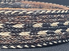 Braided Nylon And Leather Belt With Silver Turquoise Coral Belt Buckle 35097-11