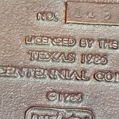 3.5&Prime; TEXAS SESQUICENTENNIAL BELT BUCKLE Numbered VINTAGE 1986 Brass metal Texoma