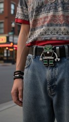 Men Women Silver Metal Fashion Belt Buckle Robot Animation Modern Future Style