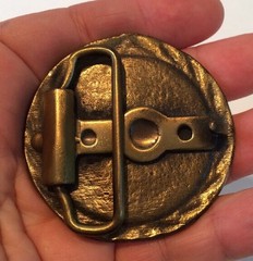Vintage Bronze 2-3/8&Prime; Round Sword Moon Star Designed Belt Buckle EUC