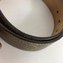 Gucci 270813 Diamante Horsebit Buckle Belt Beige