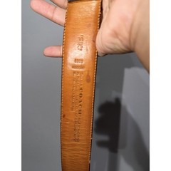COACH Water Buffalo Leather Belt 30 Brown Gold Brass Buckle USA 8800 Vtg 34.5&Prime;