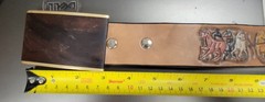Sky West Brass Wood Inlay Buckle n Stamped Leather Belt