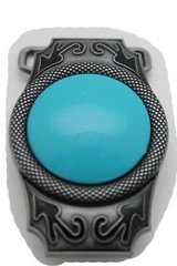NEW Men Women Western Fashion Belt Buckle Silver Metal Turquoise Blue Bead Color