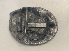 Siskiyou Bald Eagles Belt Buckle Co 1989 Vintage Pewter Teal Enamel Swirl USA