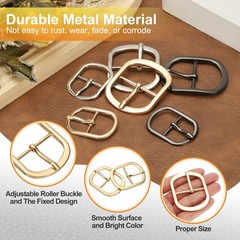 6 Pcs 1.5&Prime; Single Prong Buckles Oval Center Bar Buckles, Gold Tone